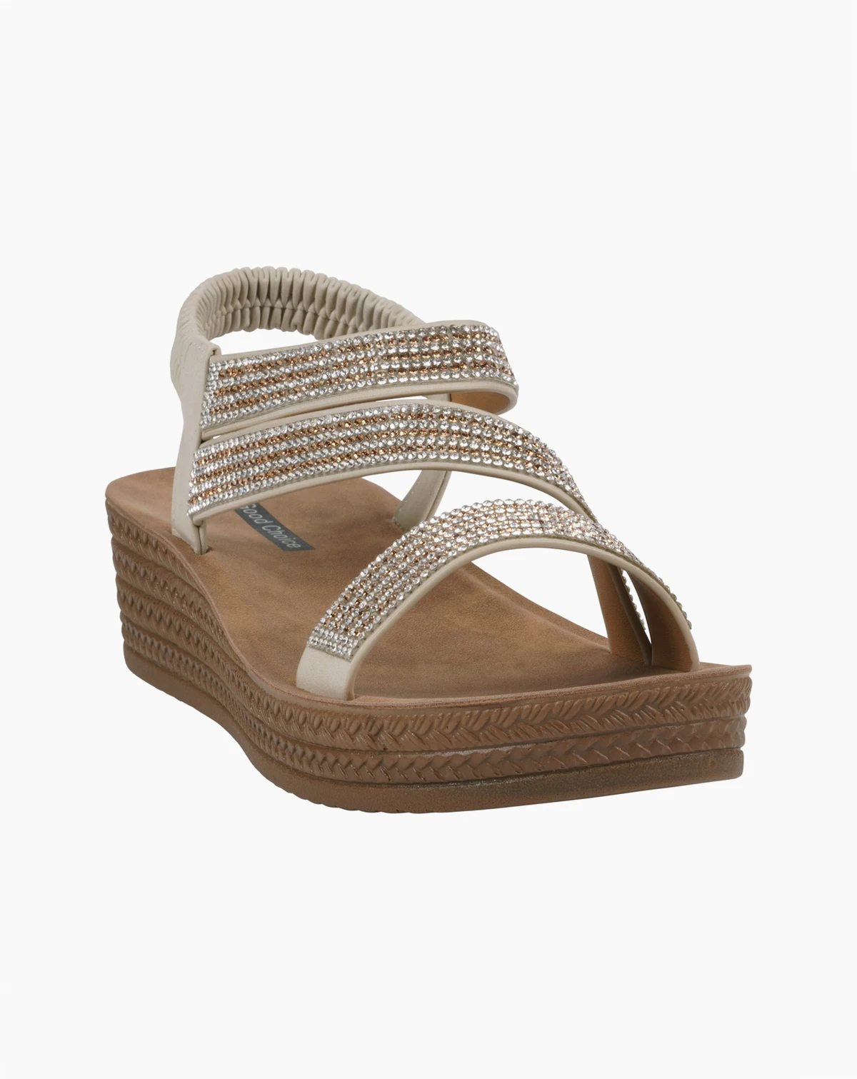 Women's Ruby Embellished Cross Strap Wedge Sandals