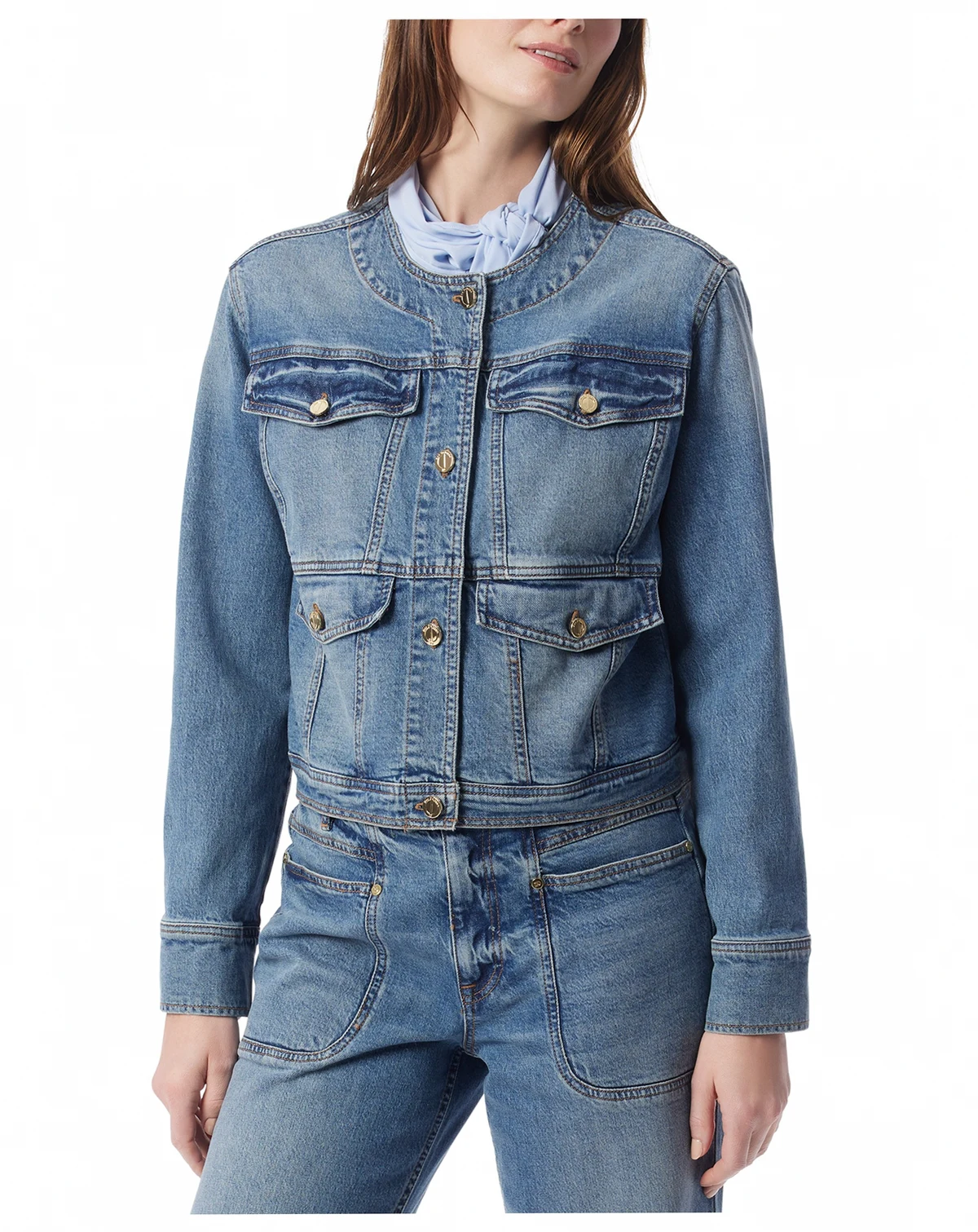 DO by Women's Amy Collarless Denim Jacket