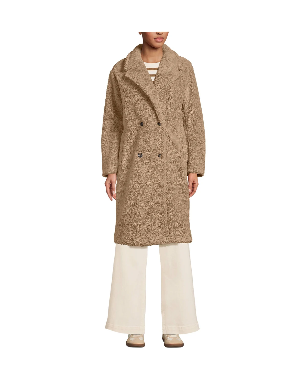 Women's Double Breasted High Pile Fleece Coat