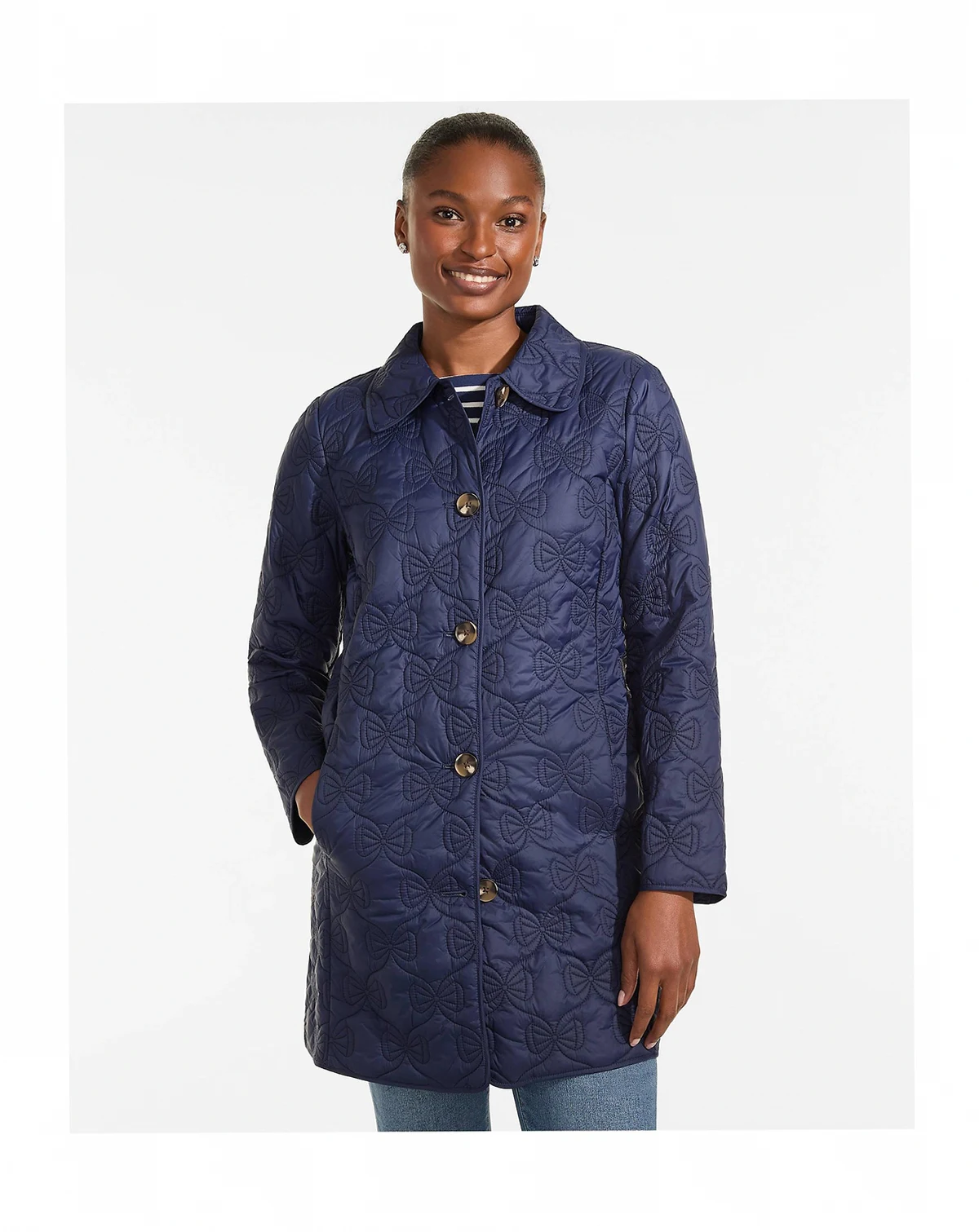 Women's Bow Quilted Insulated Coat