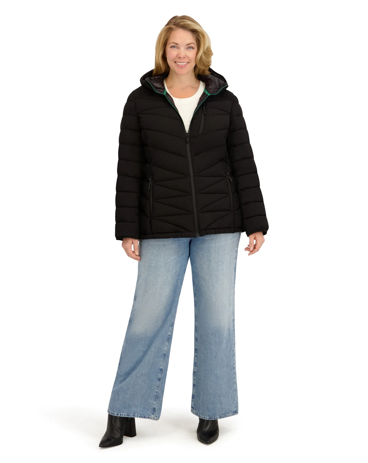 Plus Size Zip Front Short Packable Coat