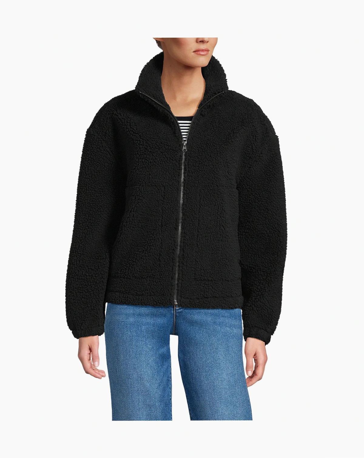 Women's Faux Shearling Zip Front Fleece Jacket