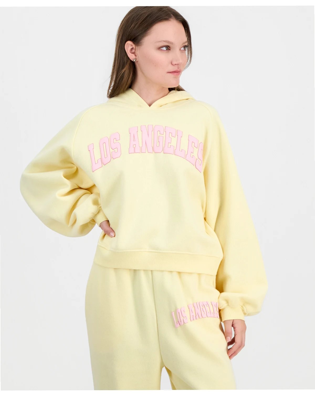 Juniors' Los Angeles Puff Print Hoodie Sweatshirt