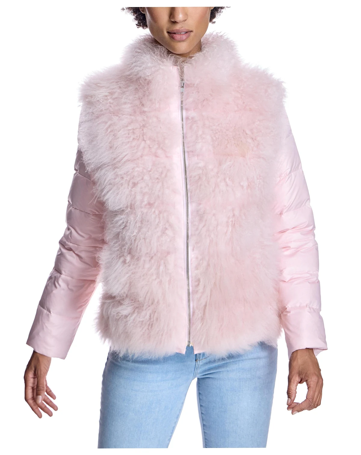 Women's Cashmere Goat Trimmed Puffer Jacket