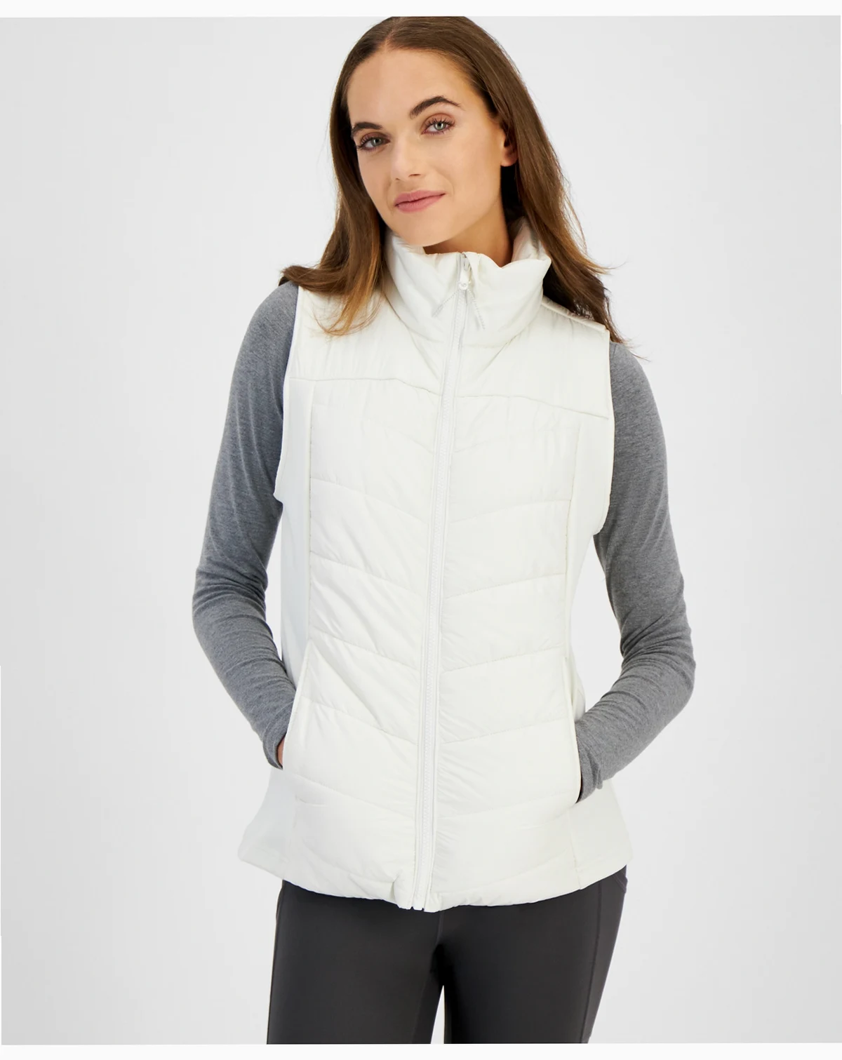 Women's Sleeveless Zip-Front Puffer Vest, Created for Macy's