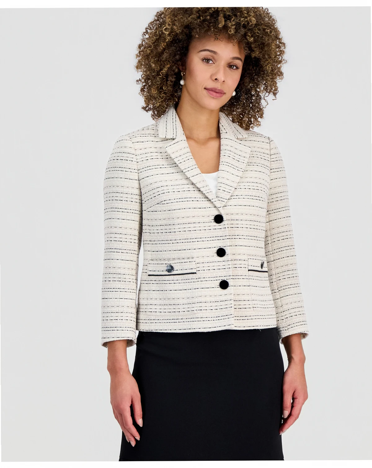 Women's Striped Tweed Tailored Jacket