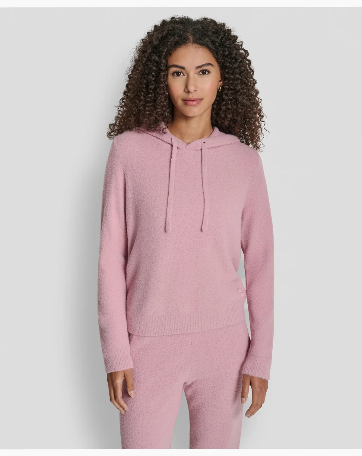 Women's Feather Yarn Hood Tonal Hoodie