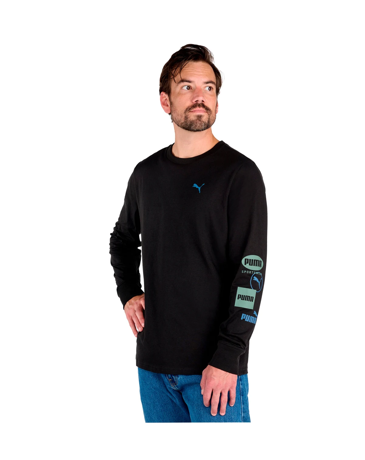 Men's Stacked Logo Long-Sleeve T-Shirt