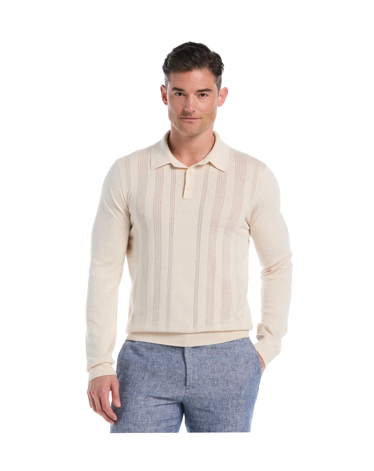 Men's Long-Sleeve Sweater Polo Shirt