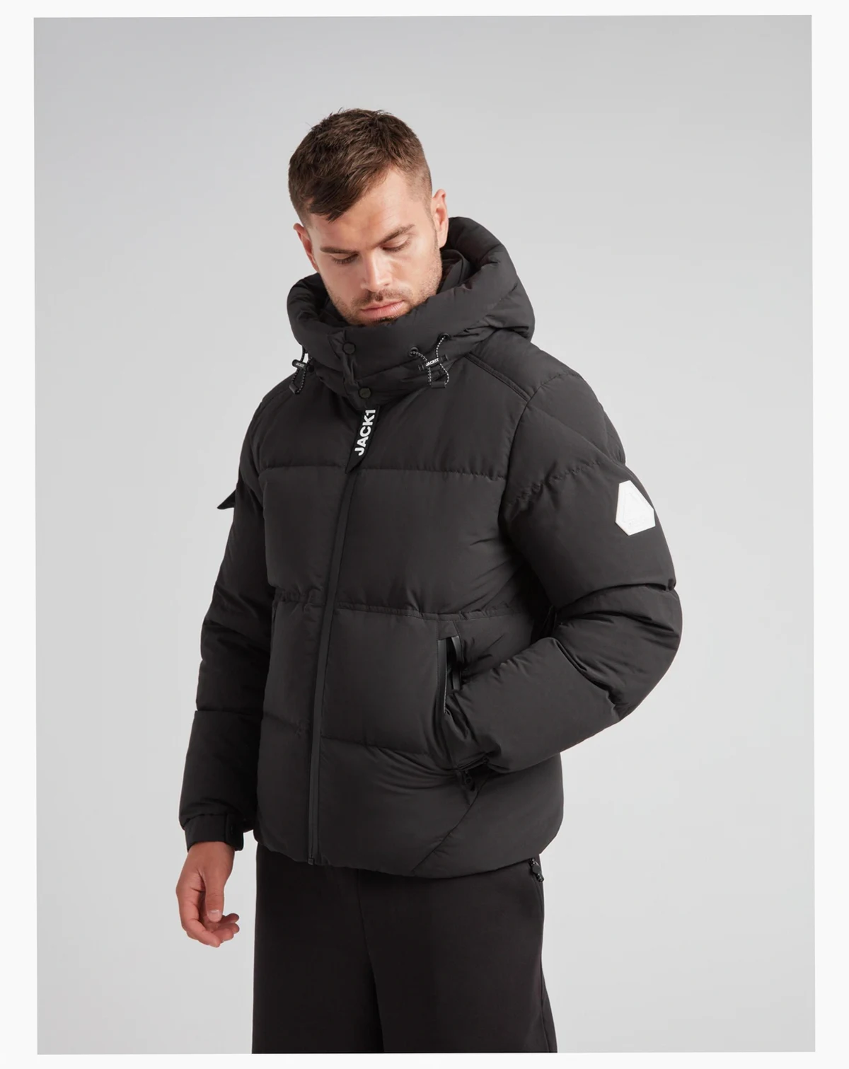 Men's EZ Water Hooded Puffer Racer Jacket