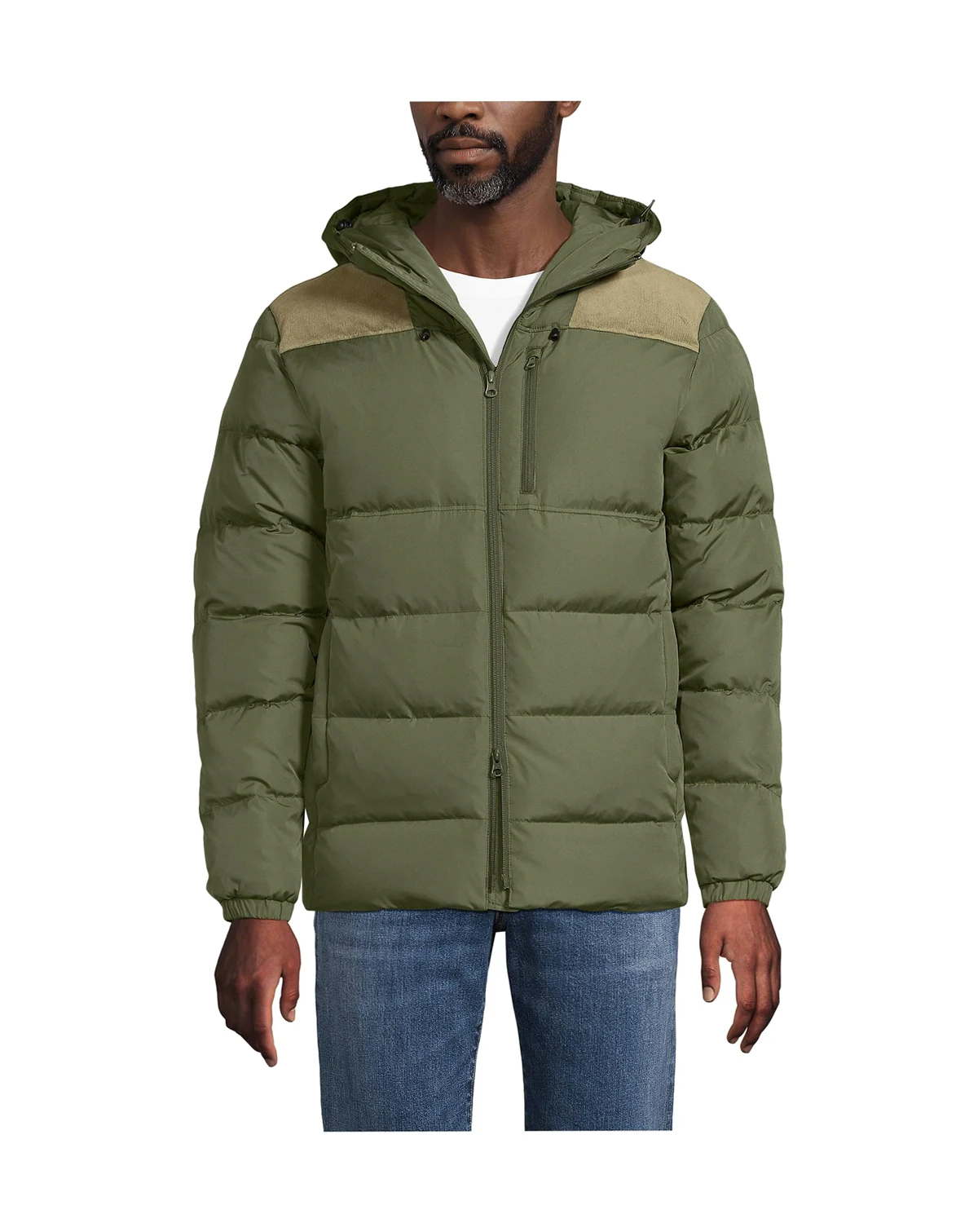 Men's Corduroy Max 600 Down Puffer Hooded Jacket