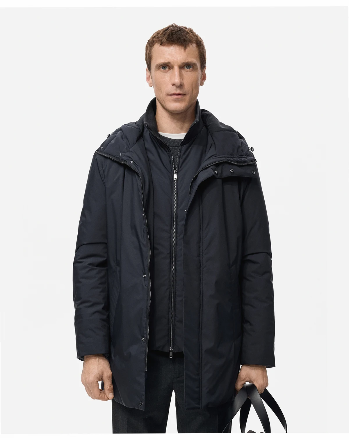 Men's Detachable Water-Repellent Quilted Parka