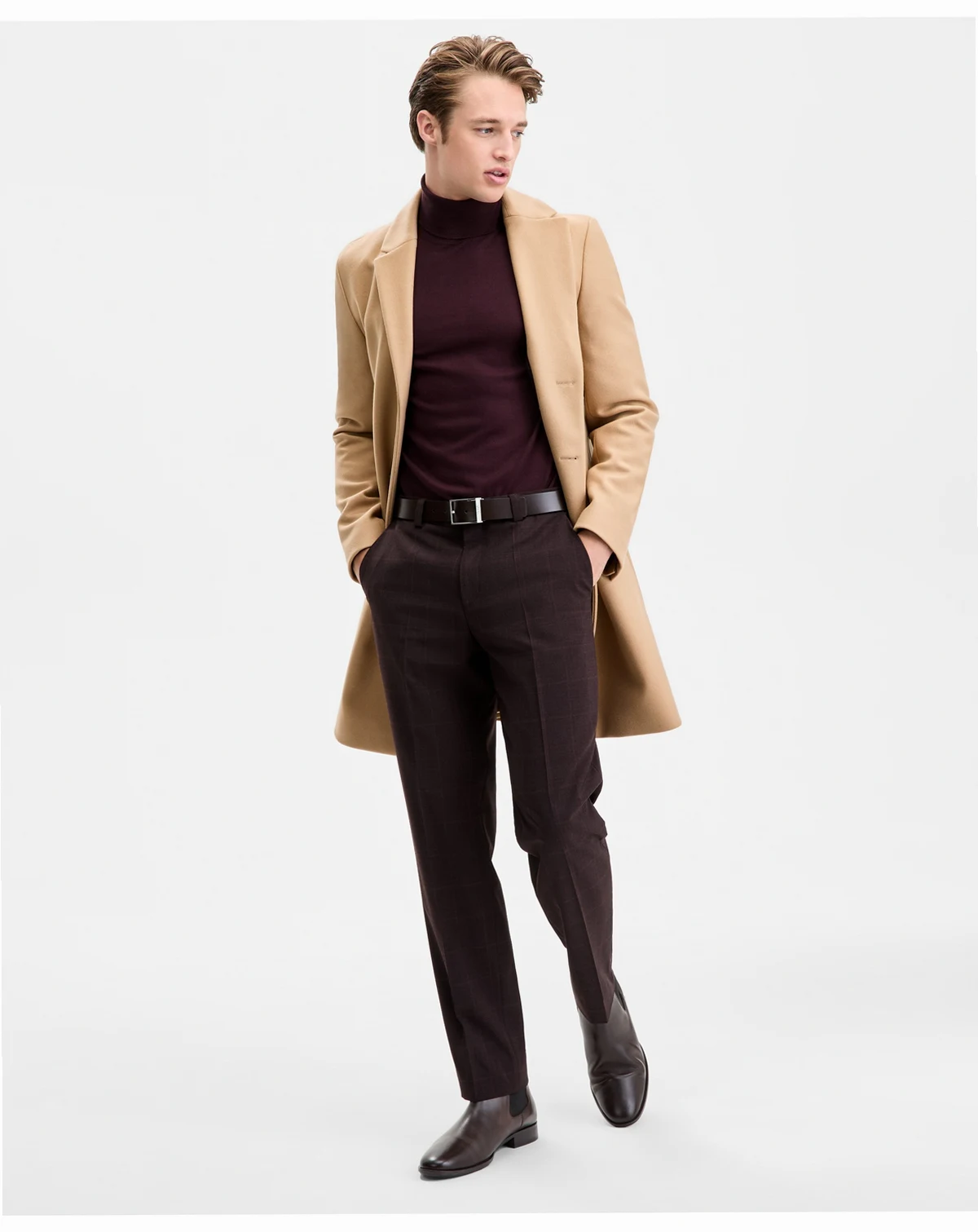 Men's Slim-Fit Solid Overcoat