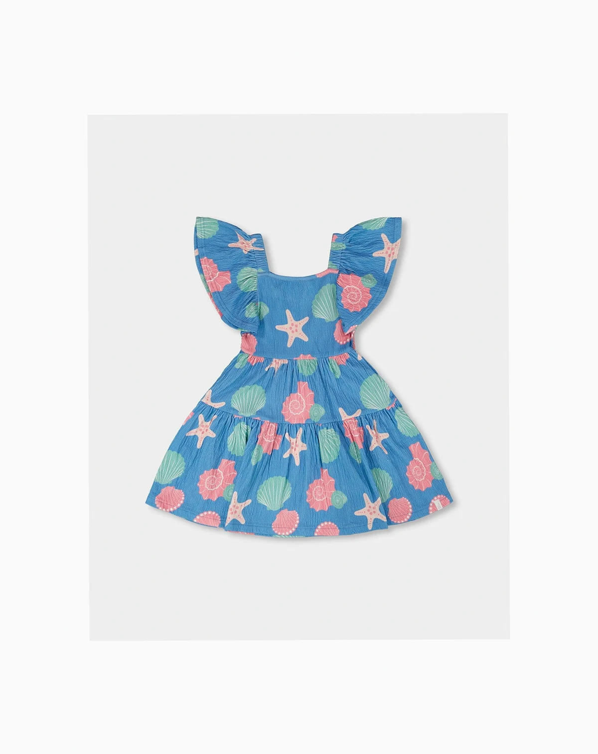 Toddler Girls Crinkle Jersey Dress Blue Shell Print