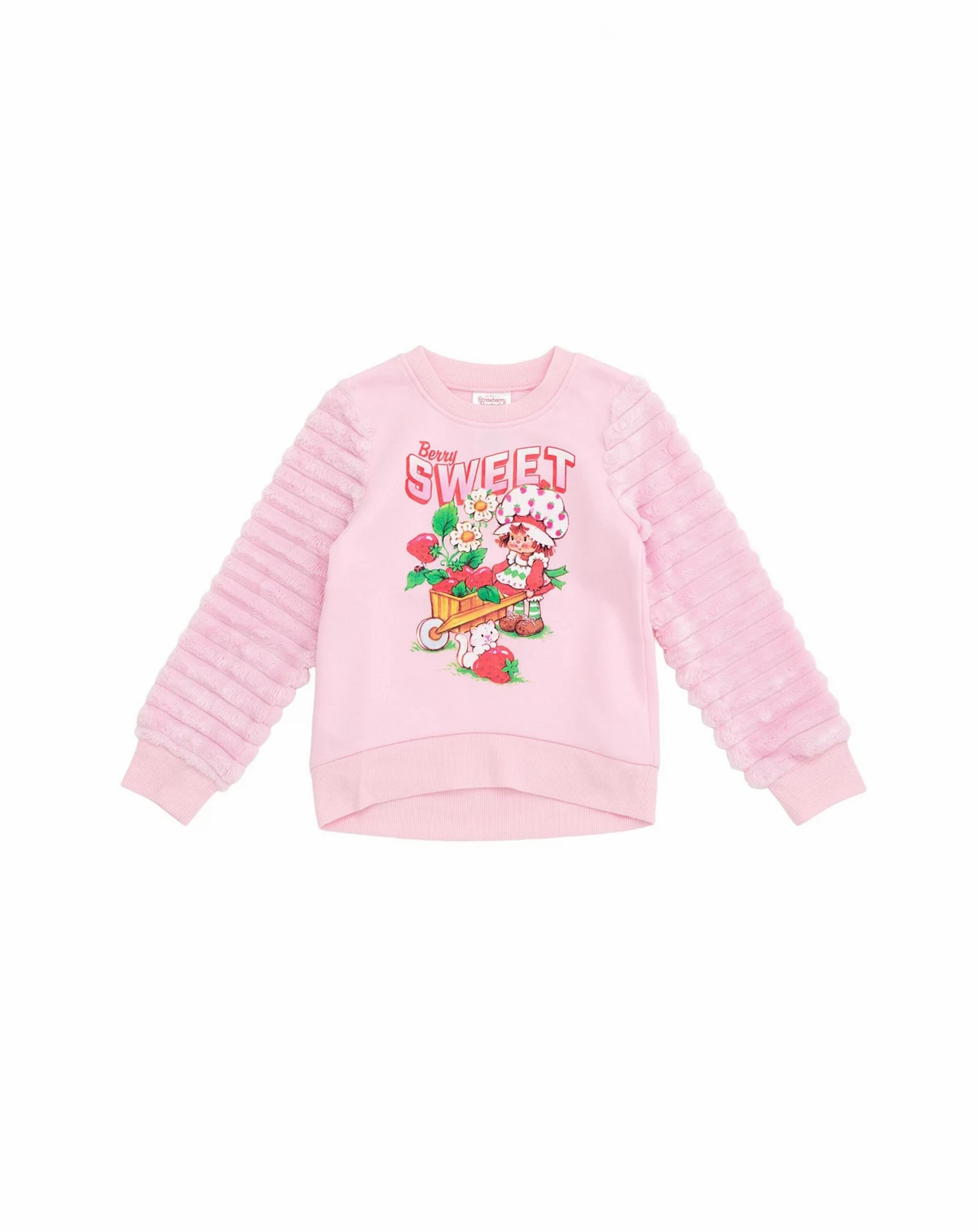 Fleece Pullover Sweatshirt with Faux Fur Sleeve