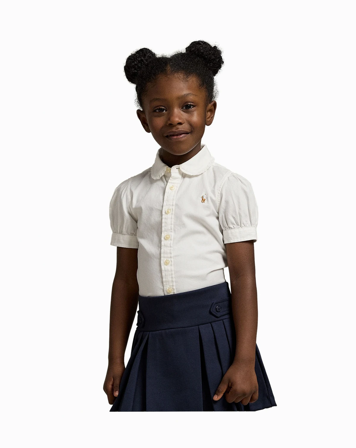 Girls 2T-6X Short-Sleeve Solid Oxford Shirt