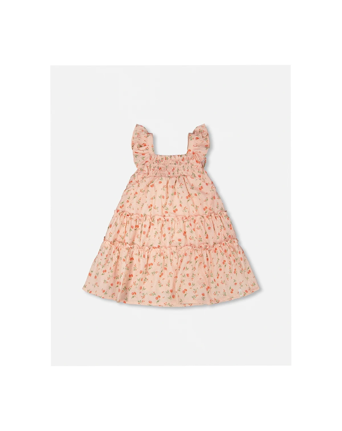 Toddler Girls Multi-Tiered Dress with Smocking Printed Flowers