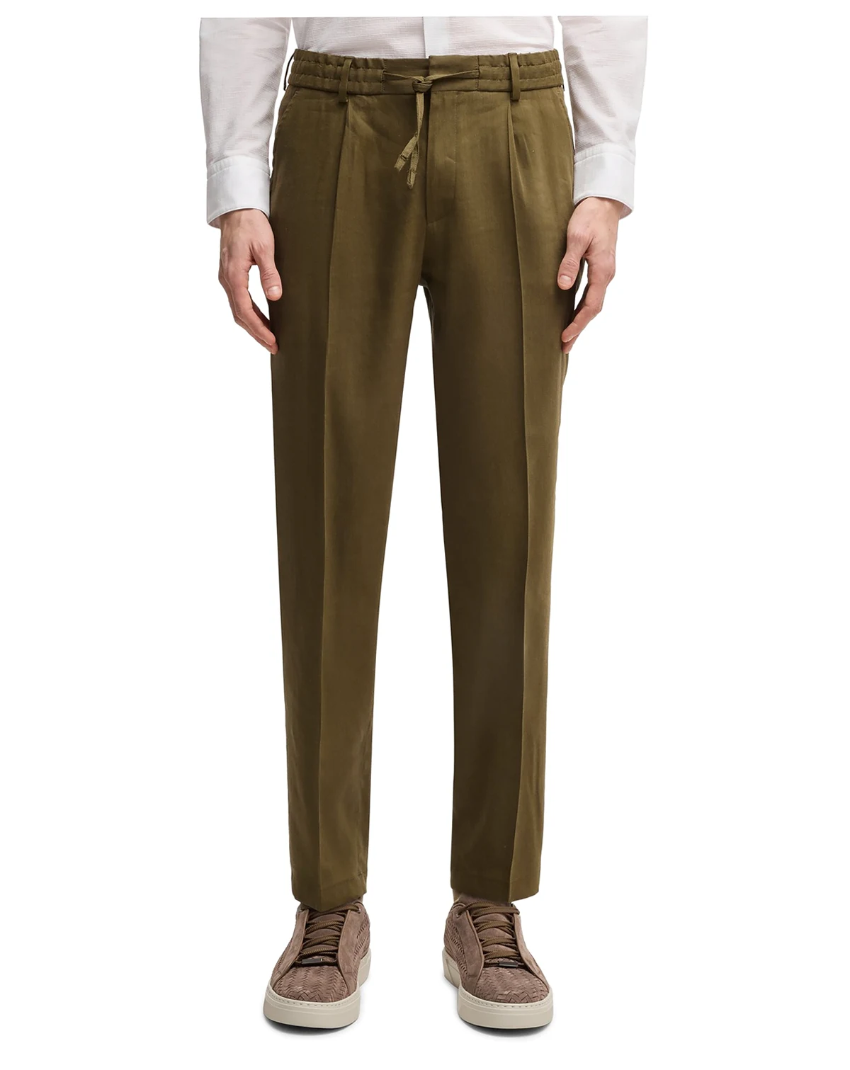 Men's Linen Blend Tapered-Fit Tailored Trousers