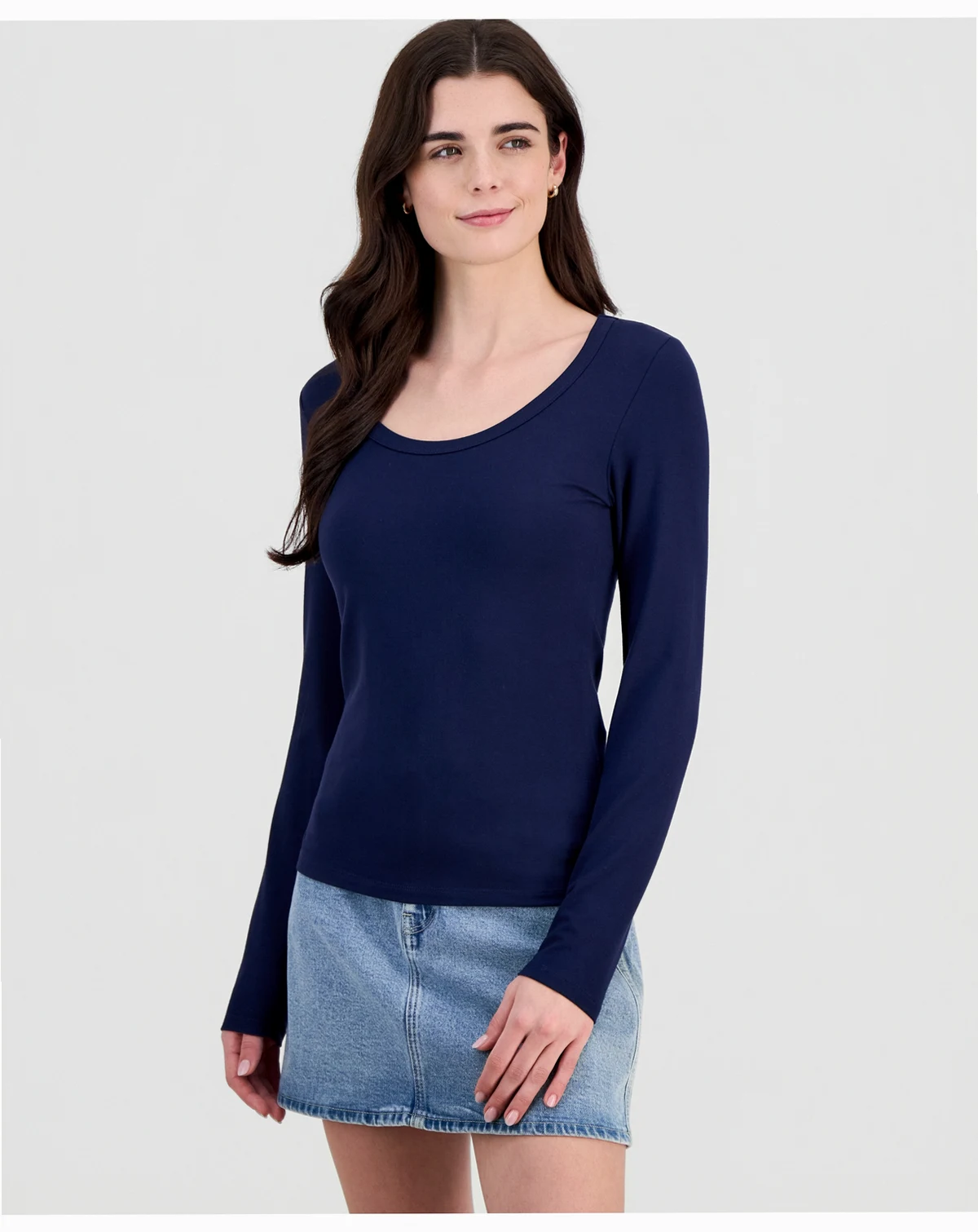 Juniors' Jersey Knit Long-Sleeve Top