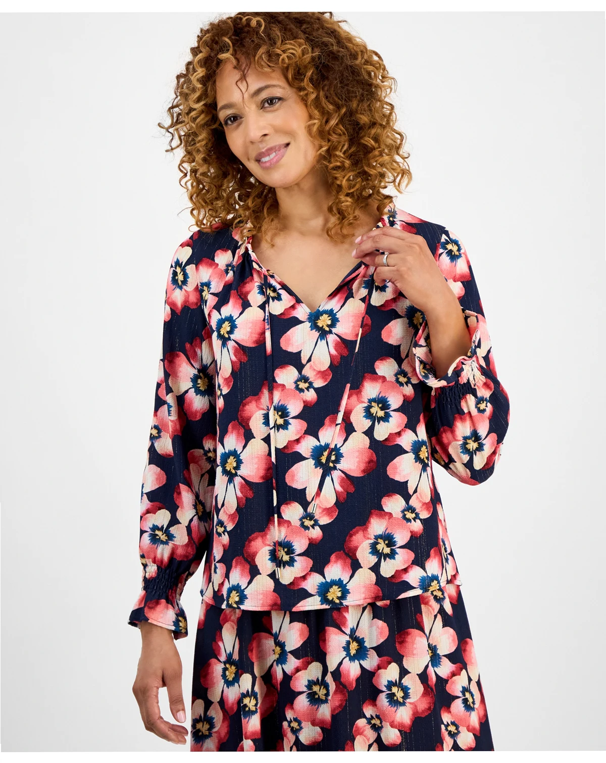 Women's Printed Lurex Shine Top, Exclusively at Macy's