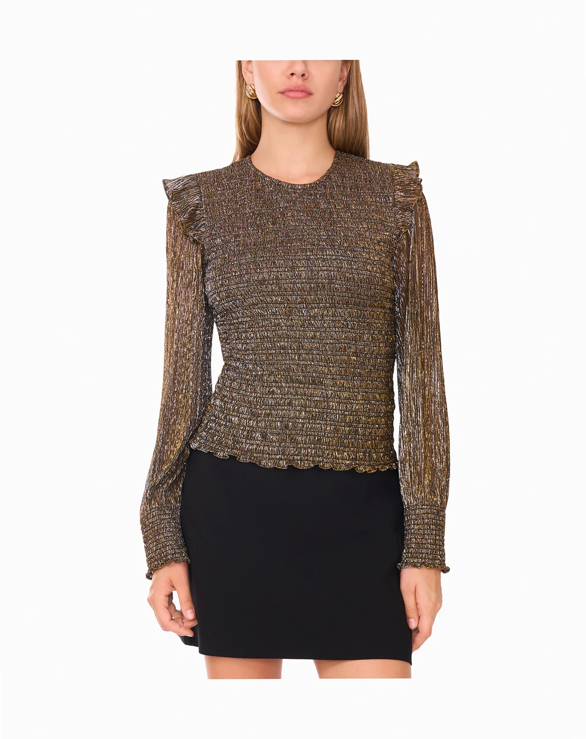 Women's Long Sleeve Smocked Body Blouse