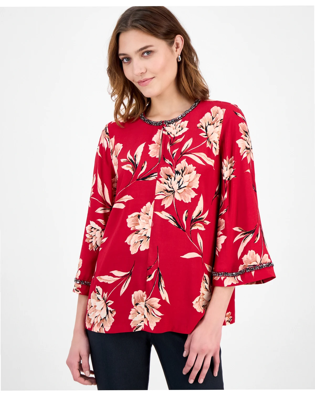 Women's Rhinestone Floral Top, Macy's Exclusive