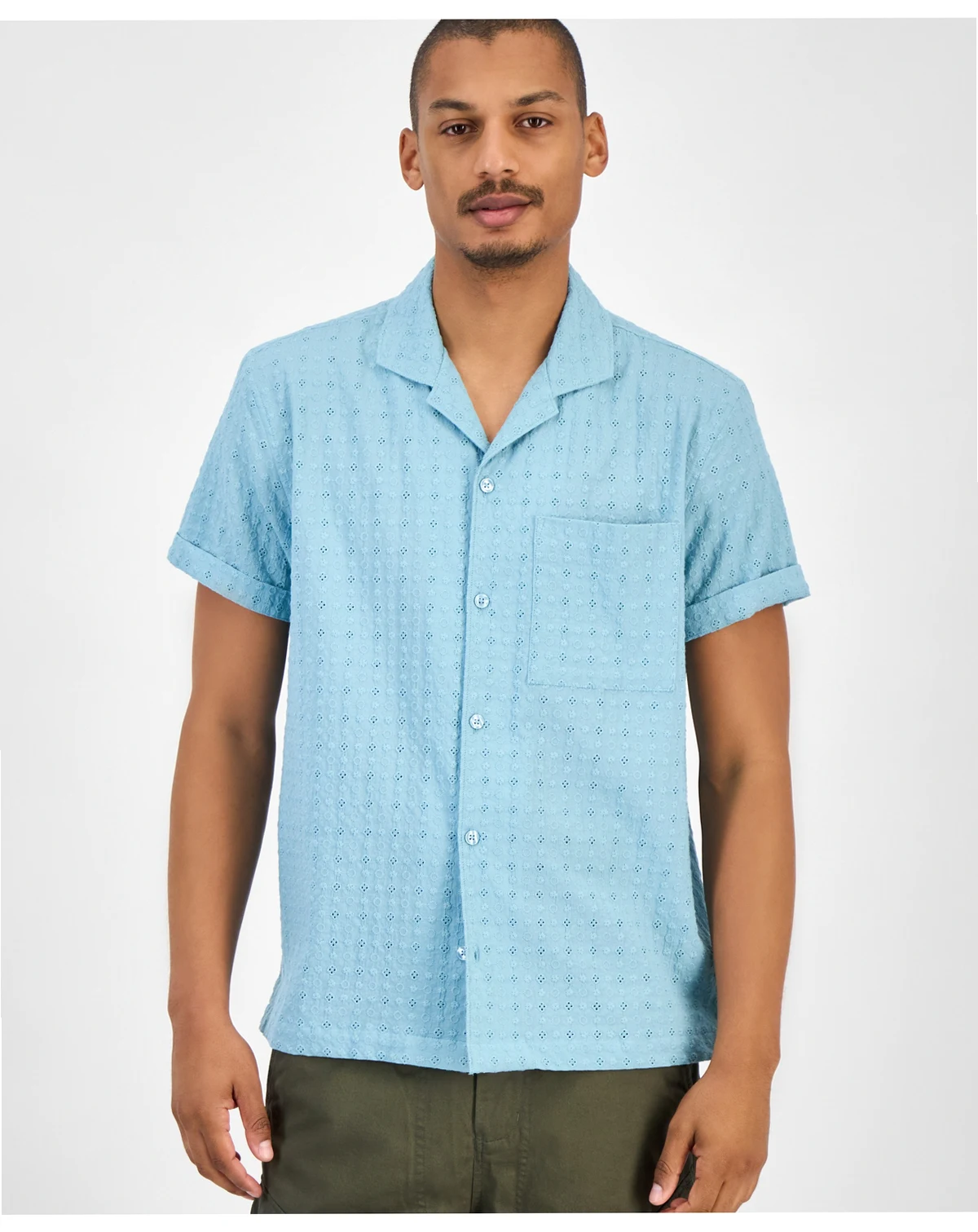 Men's Eyelet Camp Shirt, Macy's Exclusive