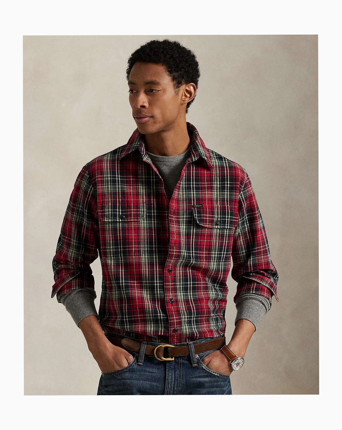 Men's Classic-Fit Plaid Oxford Workshirt