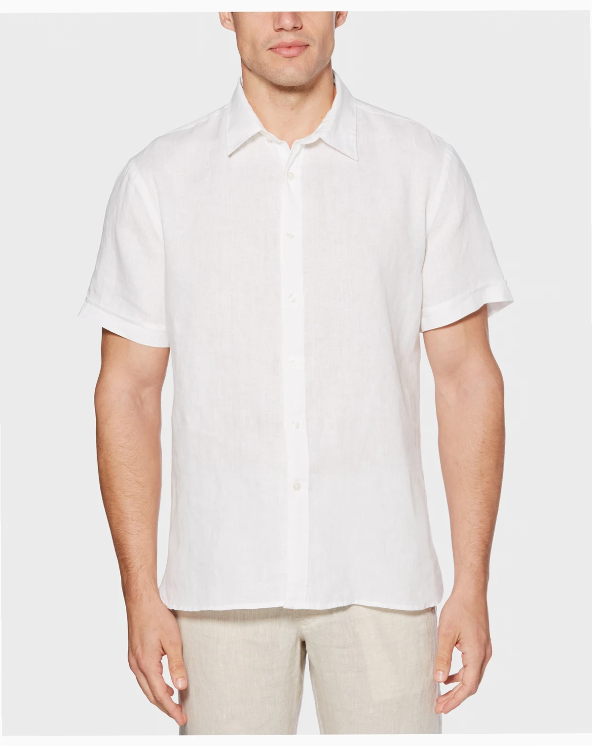 Men's Linen Short-Sleeve Button-Front Shirt