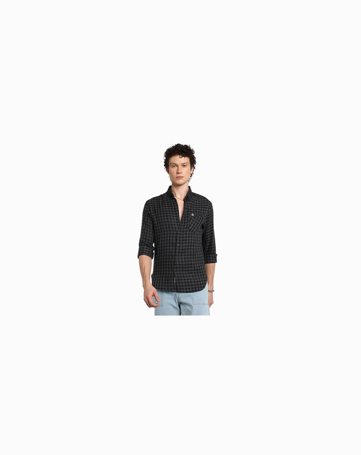 Men's Charcoal Grey Gingham Shirt
