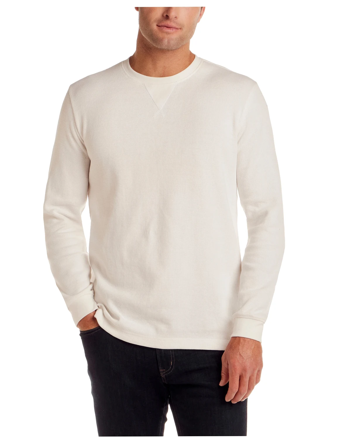 Men's Long Sleeve Textured Waffle Crewneck T-Shirt