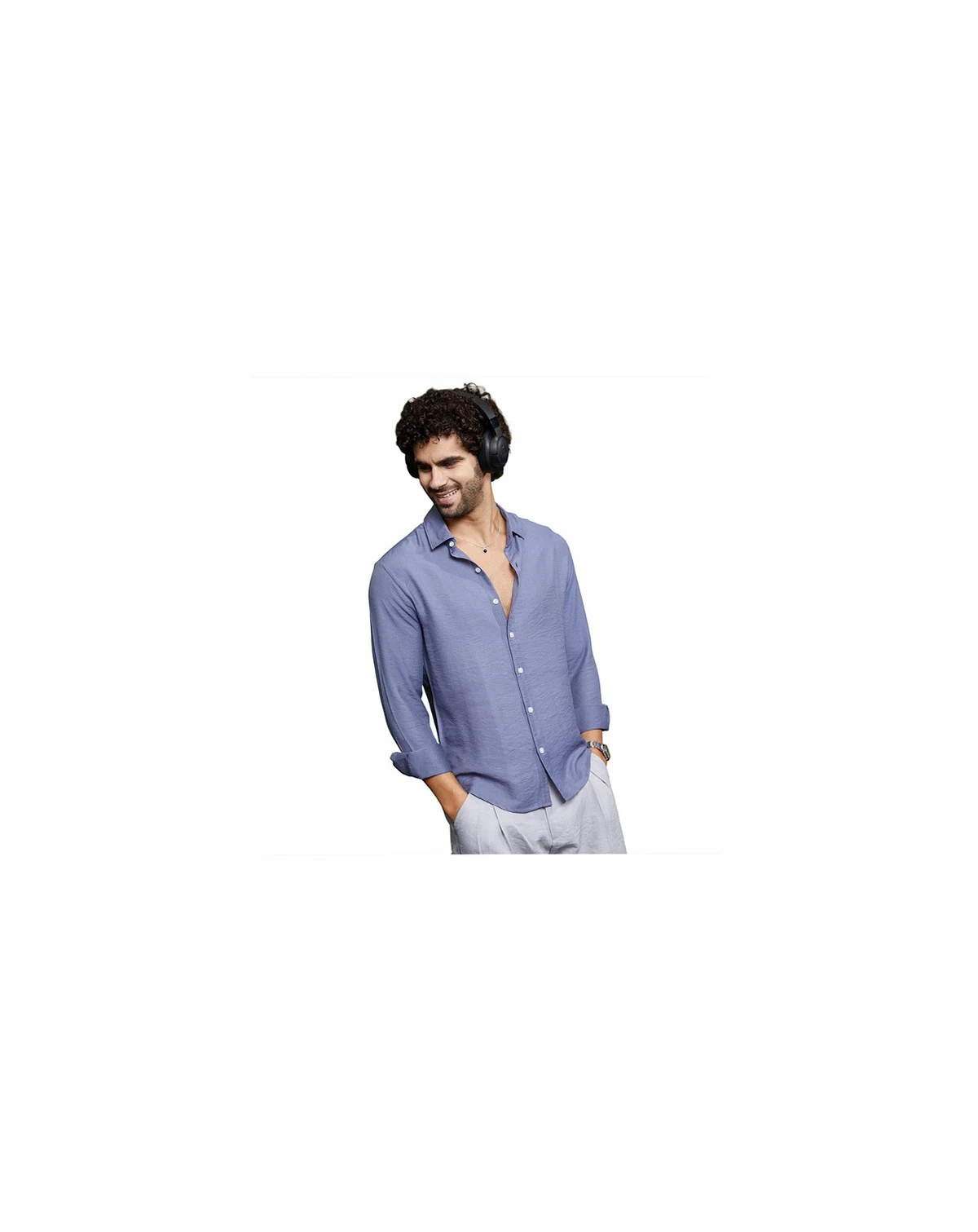 Men's Cornflower Blue Breezy Wrinked Relaxed Shirt