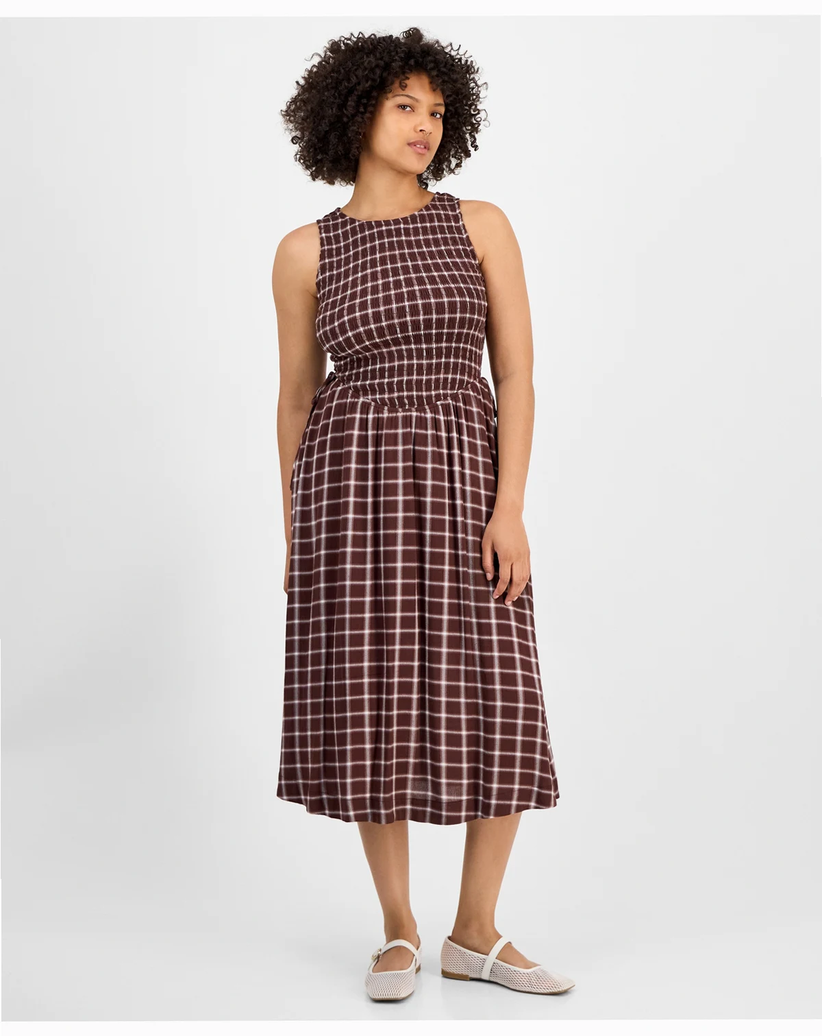 Women's Printed Smocked Sleeveless Midi Dress, Macy's Exclusive