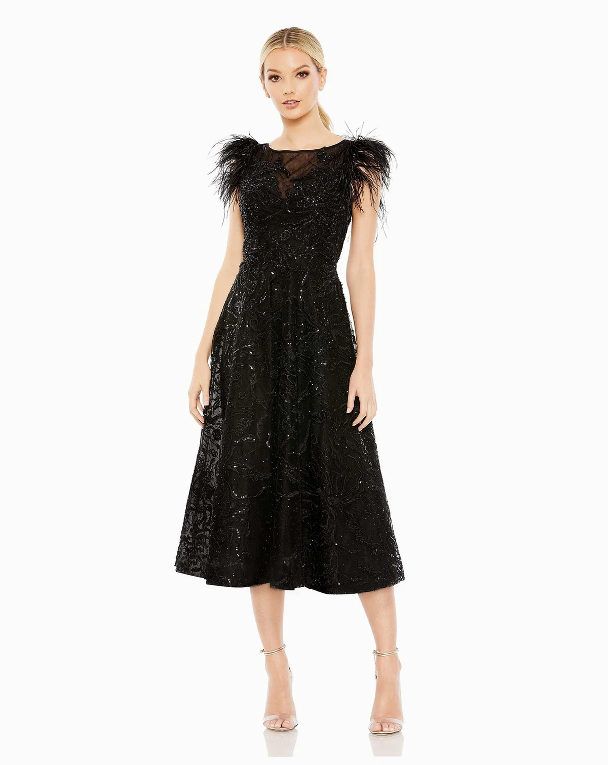 Women's Feather Shoulder Embellished Dress