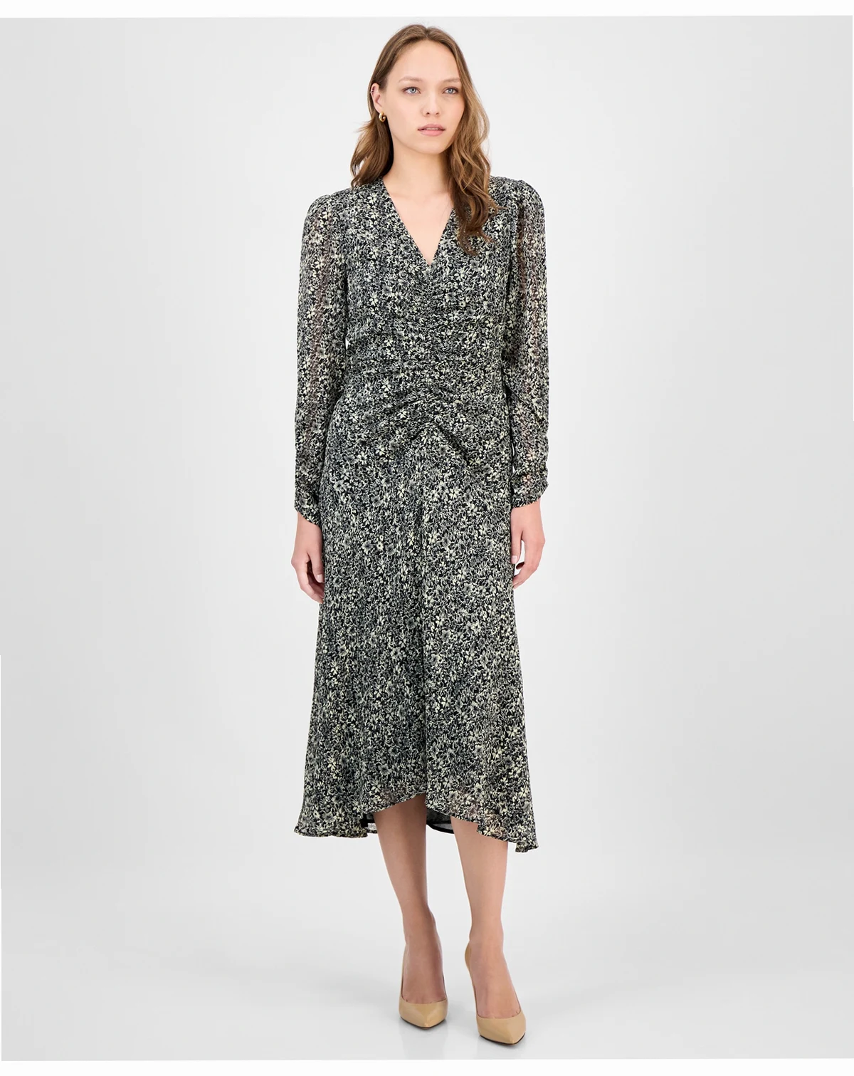 Women's Printed High-Low Midi Dress