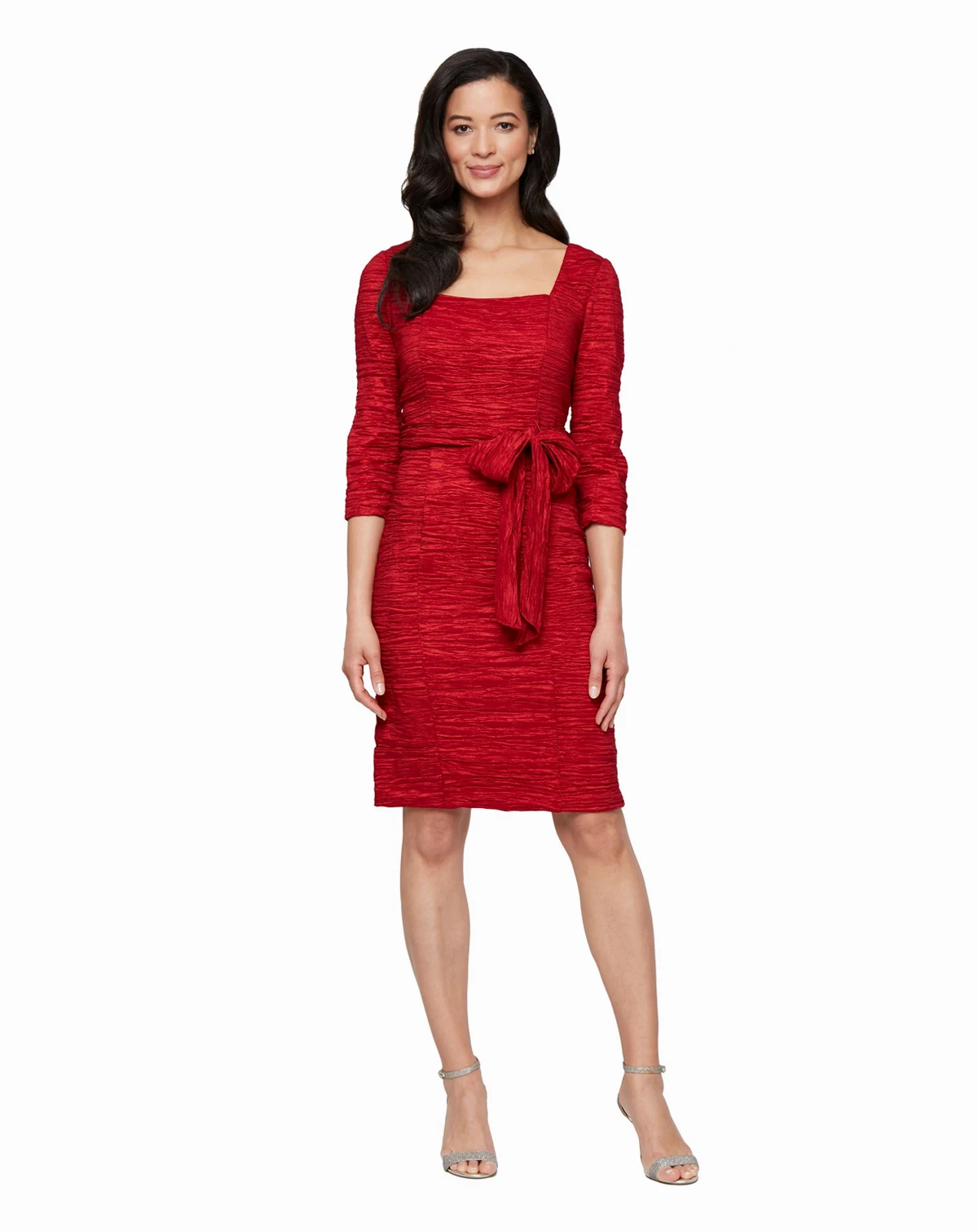 Women's Square Neck Crinkle Sheath Dress