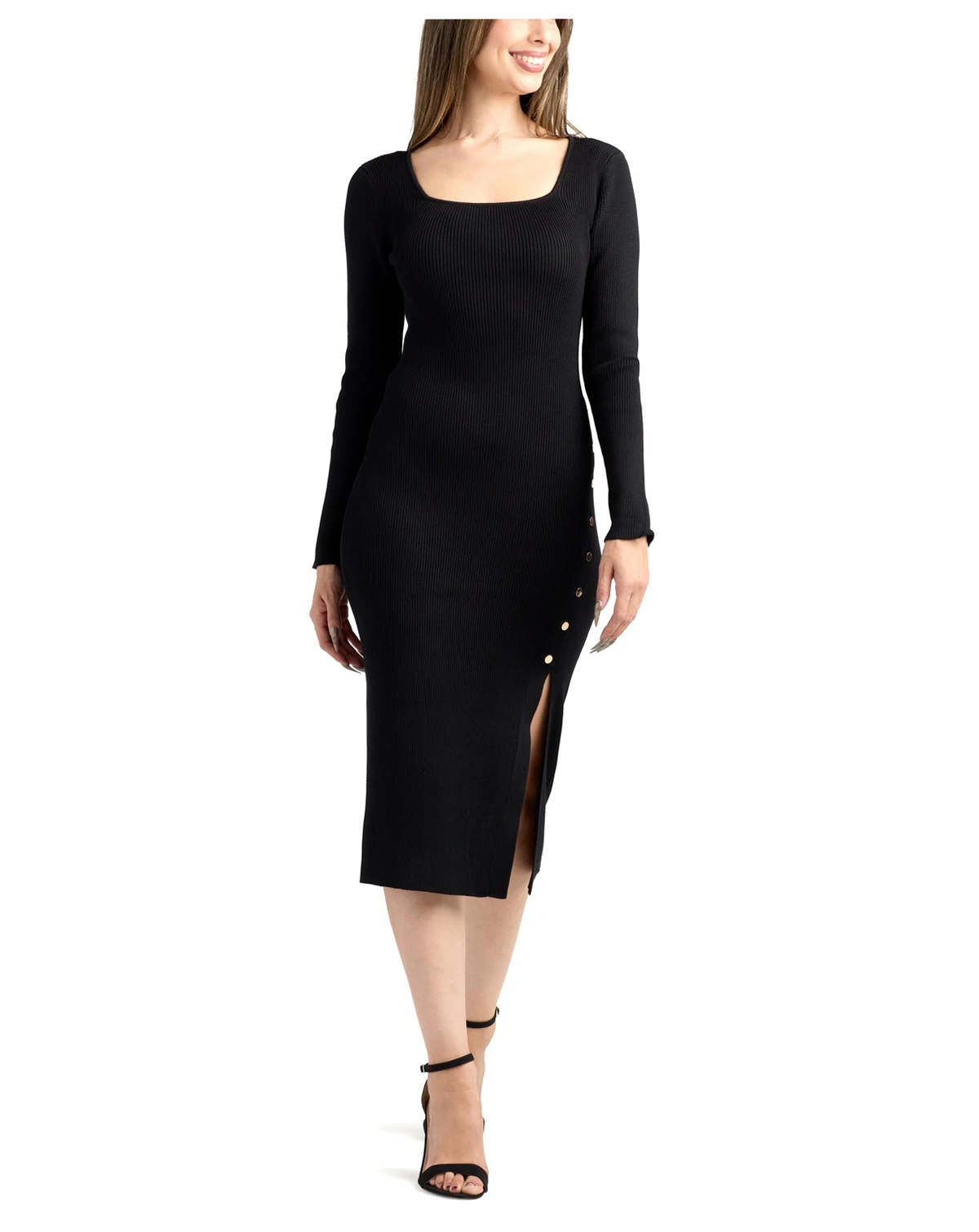 Juniors' Square Neck Sweater Dress