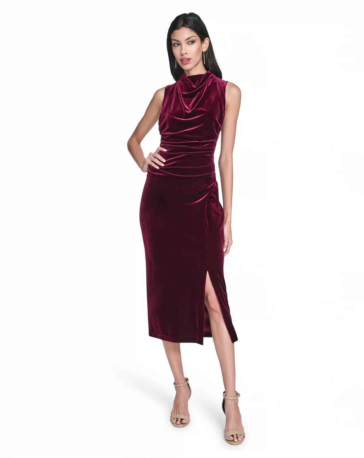 Women's Velvet Bodycon Midi Dress