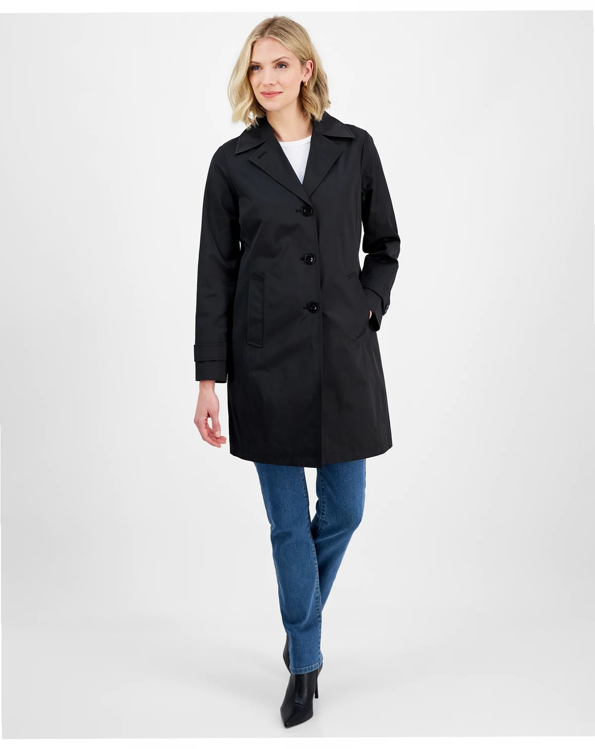 Women's Notched Collar Button-Front Coat, Exclusively at Macy's