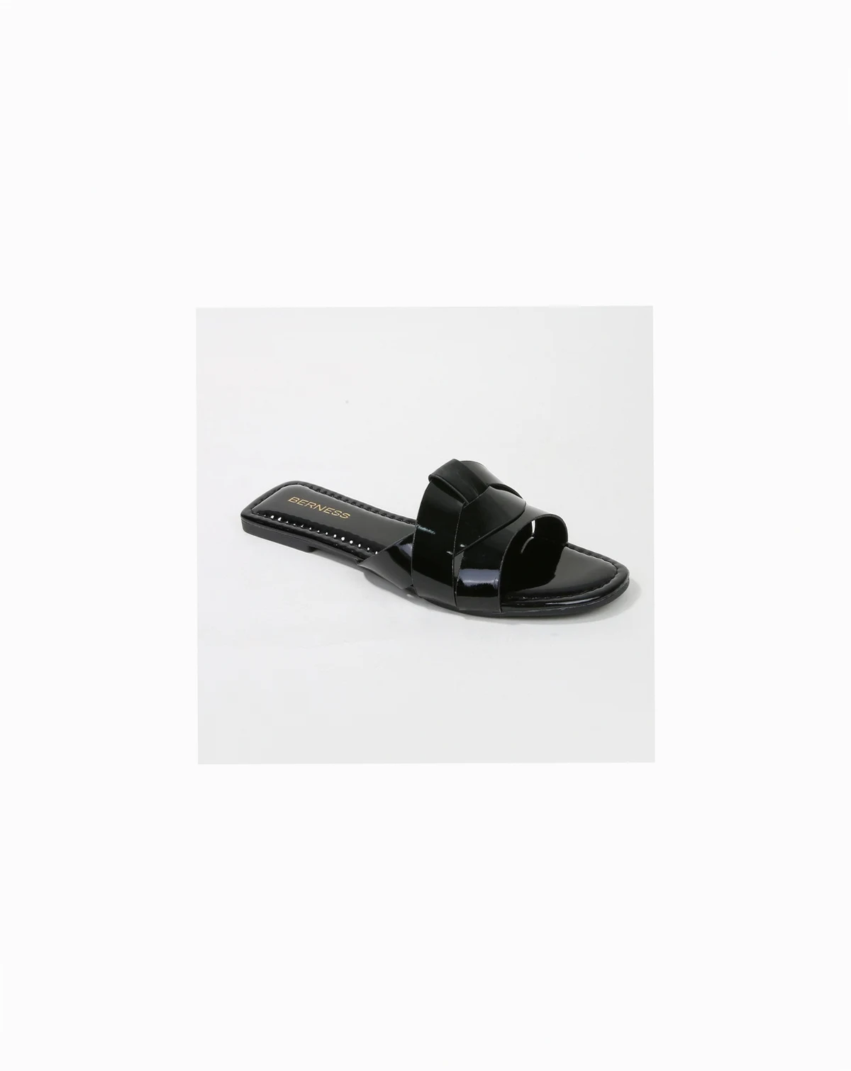 Topaz Patent Woven Slides