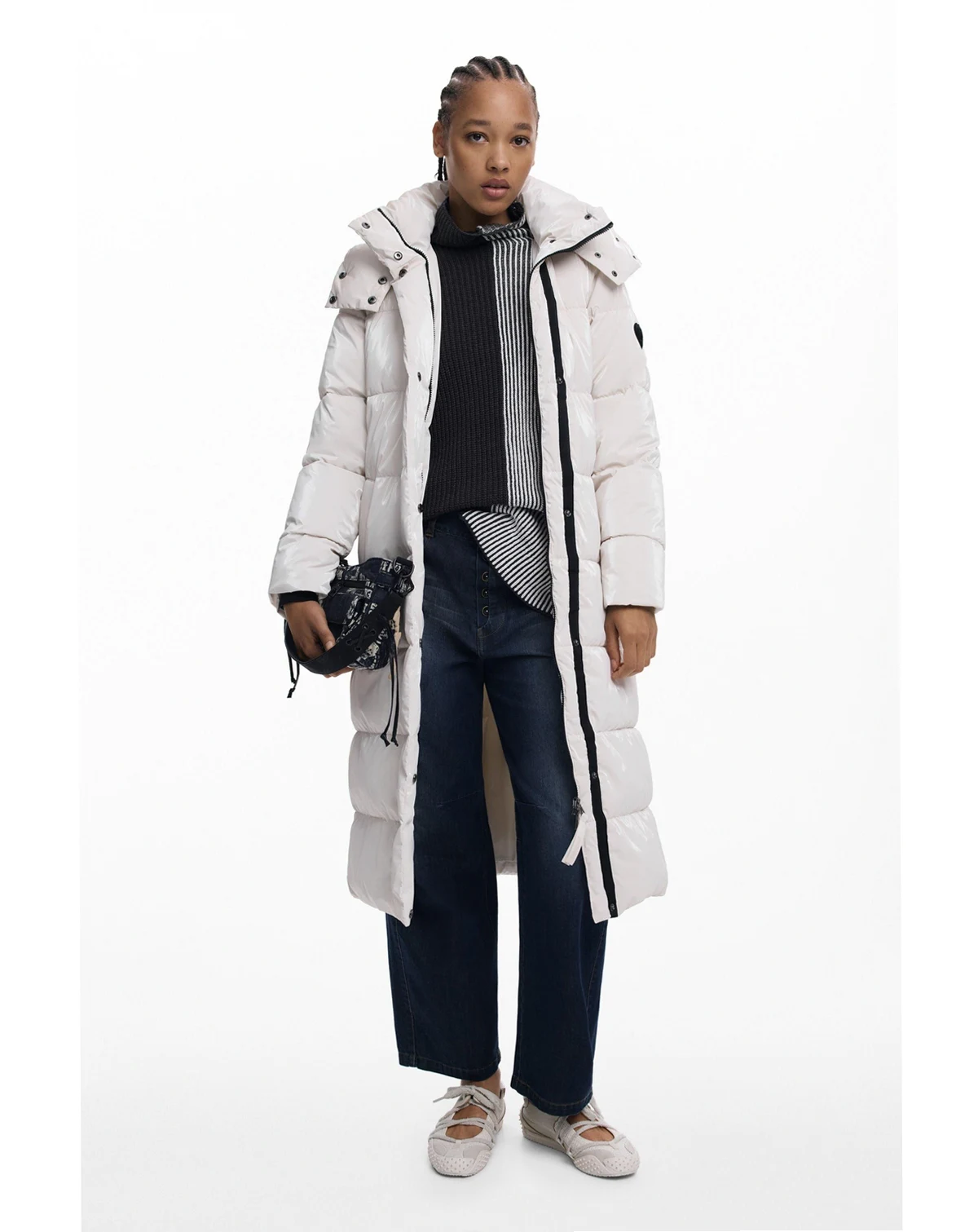 Women's Long padded coat with belt