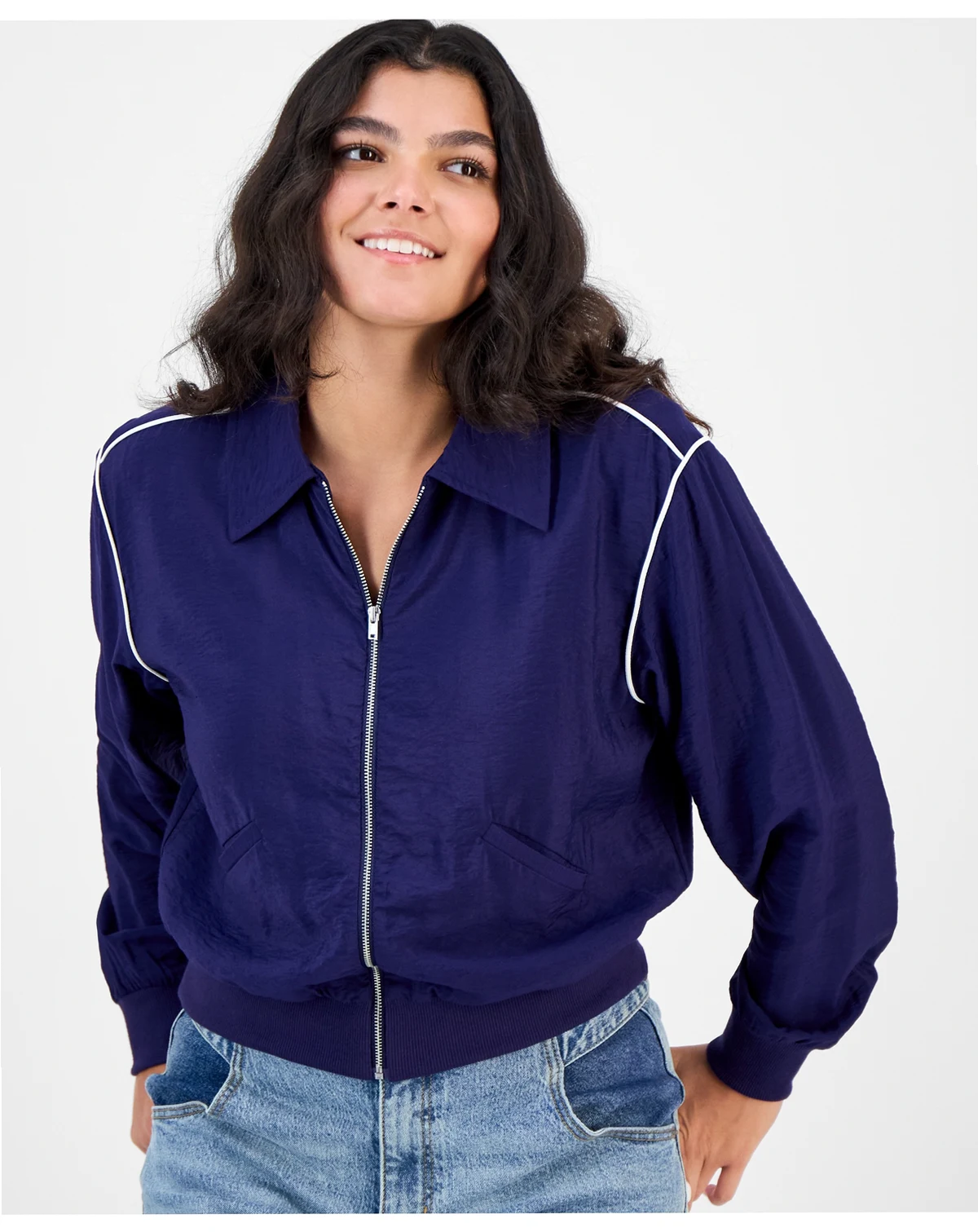 Women's Piping Trim Windbreaker Jacket, Macy's Exclusive