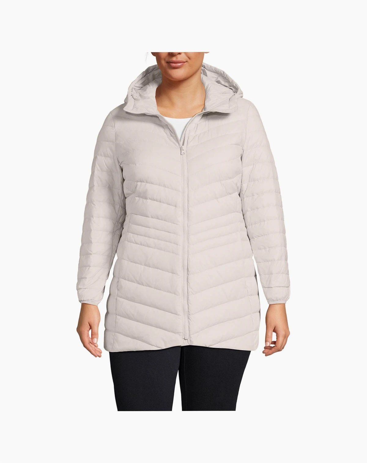 Plus Size Wanderweight Packable Down Hooded Long Jacket