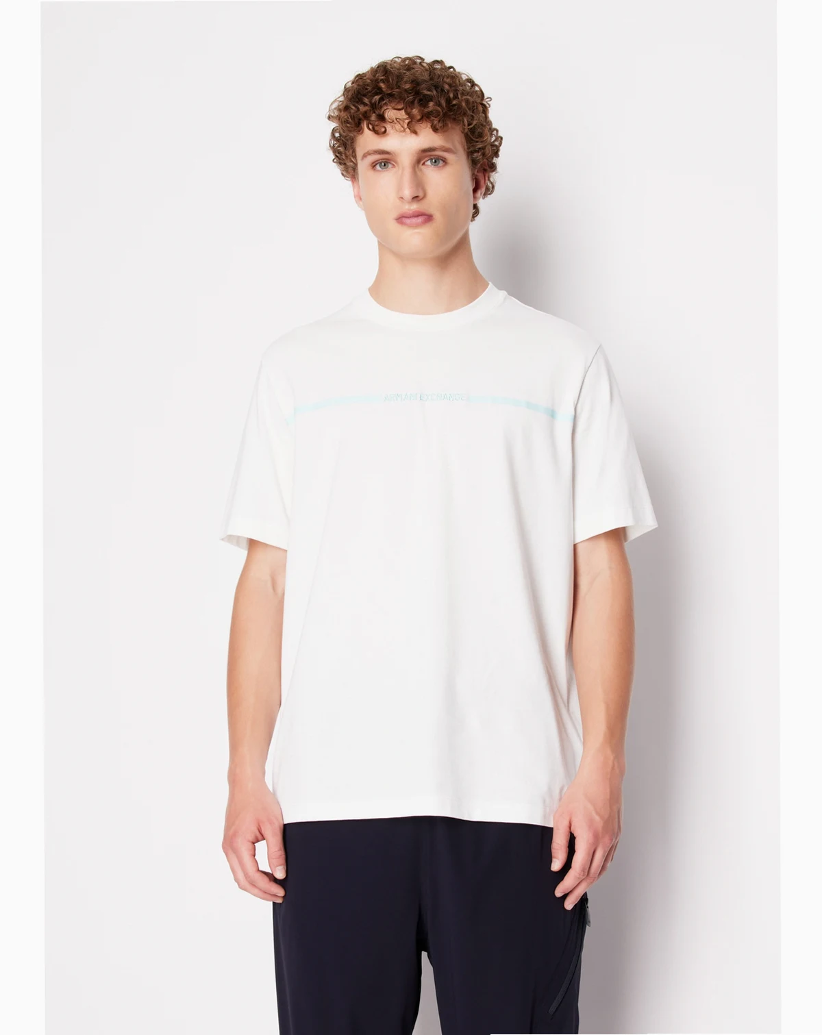 Men's Short Sleeve Skinny Stripe Logo T-Shirt