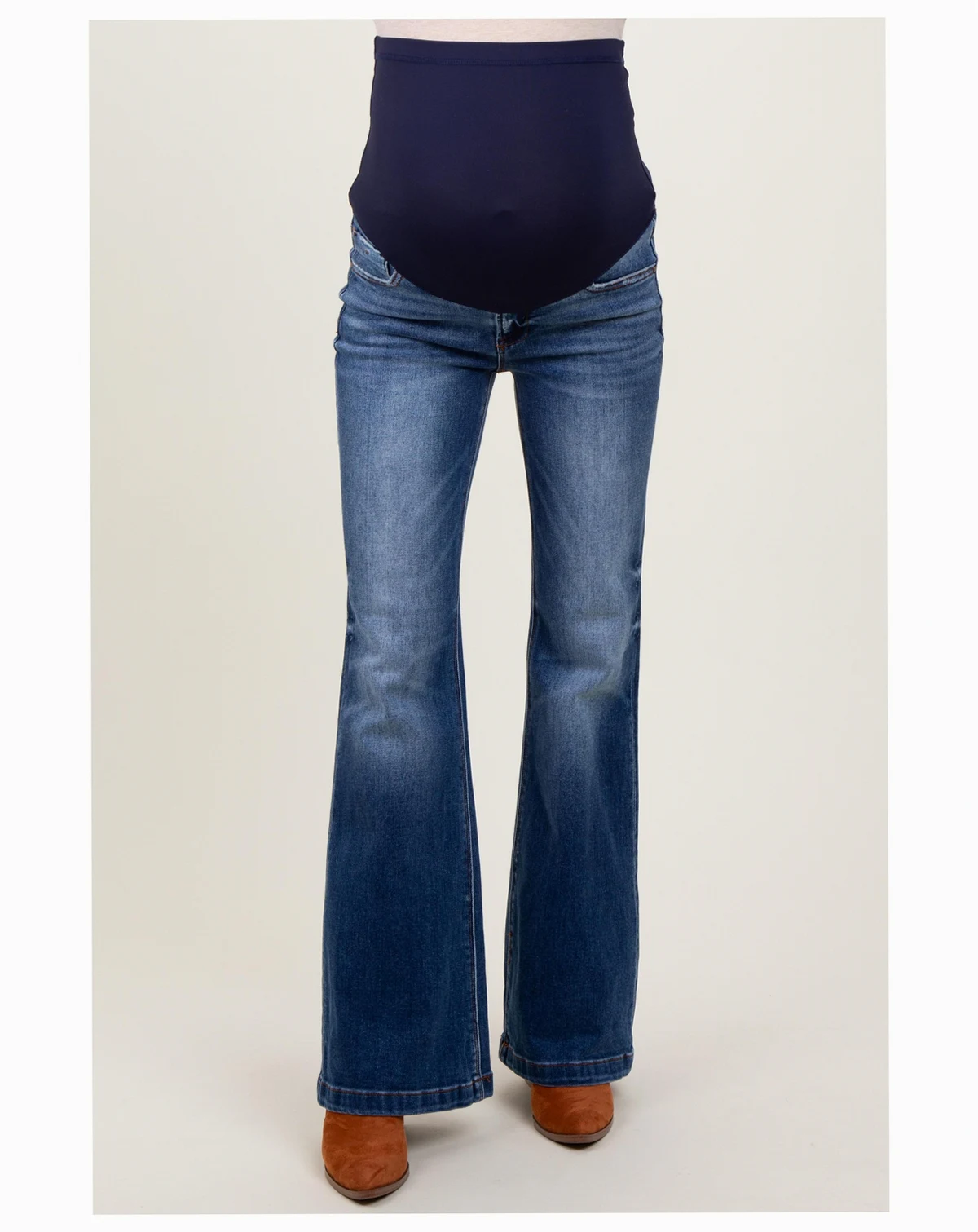 Maternity Navy Blue Washed Flare Jeans
