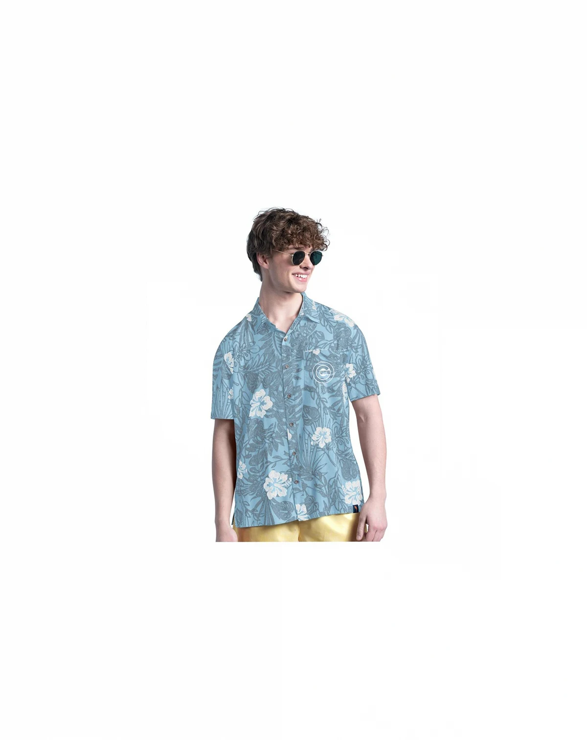 Men's Blue Chicago Cubs Palm Shade Party Button-Up Shirt