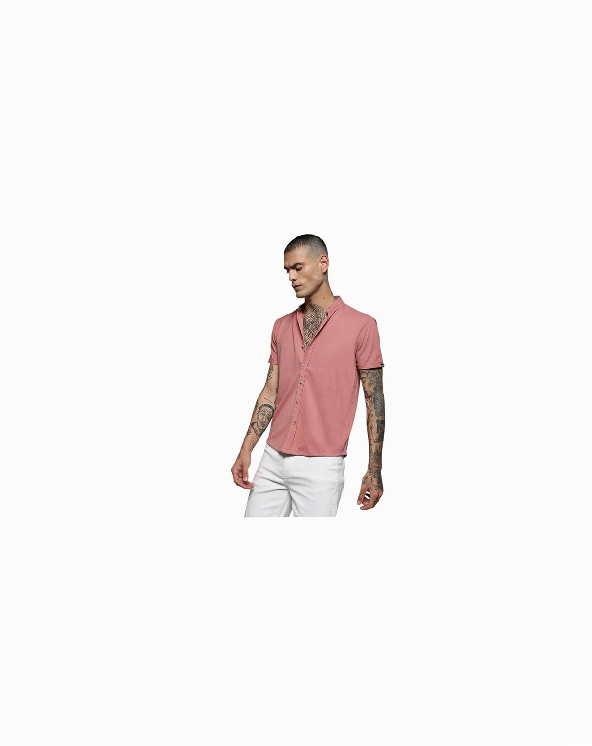 Men's Salmon Pink Basic Shirt