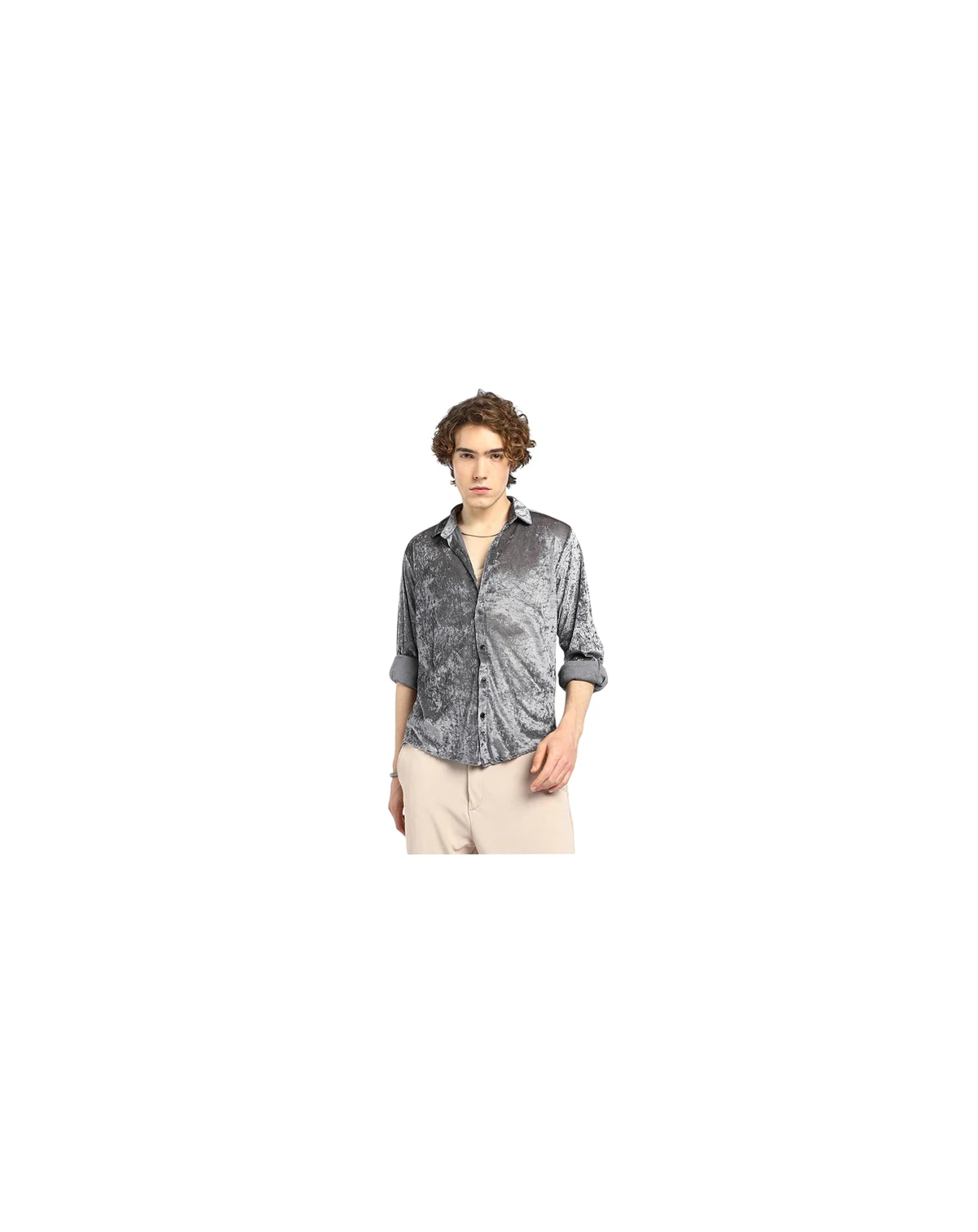 Men's Solid Velvet Shirt