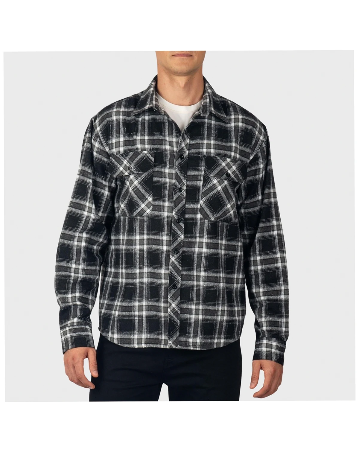 Men's Men Plaid Flannel Shirt Jacket Button Down Long Sleeve Cotton Blend Shirts