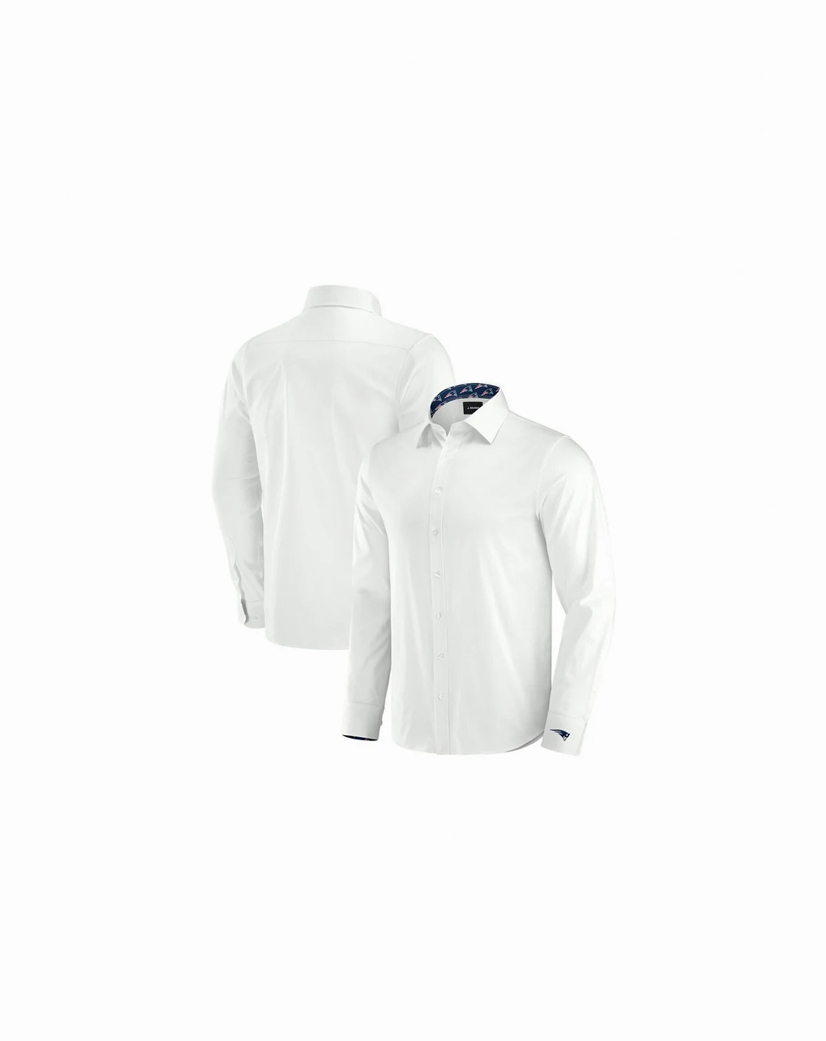 Men's White New England Patriots Man-In-Motion Long Sleeve Button-Up Dress Shirt